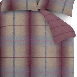 Tmavě růžové flanelové povlečení na dvoulůžko/prodloužené 230x220 cm Melrose Tweed Check – Catherine Lansfield