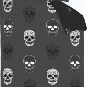 Tmavě šedé dětské povlečení na jednolůžko 135x200 cm Skulls – Catherine Lansfield
