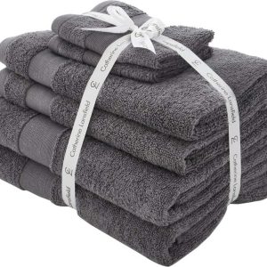 Tmavě šedé froté bavlněné ručníky a osušky v sadě 6 ks Anti-Bacterial – Catherine Lansfield