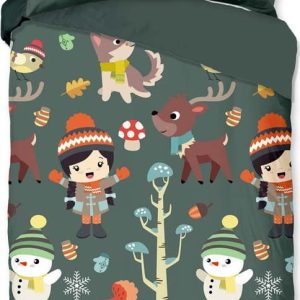 Tmavě zelené bavlněné dětské povlečení na jednolůžko/prodloužené 140x220 cm Fun – Good Morning