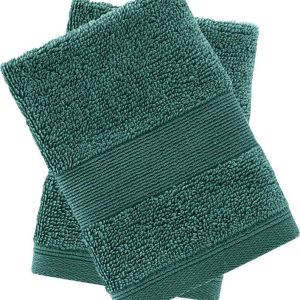 Tmavě zelené froté bavlněné ručníky v sadě 2 ks 30x30 cm Anti-Bacterial – Catherine Lansfield