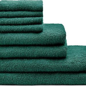 Tmavě zelené rychleschnoucí/froté bavlněné ručníky a osušky v sadě 8 ks Quick Dry – Catherine Lansfield