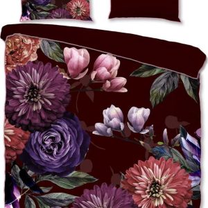 Tmavě fialové povlečení na dvoulůžko/prodloužené z bavlněného saténu 240x220 cm Bloomie – Descanso