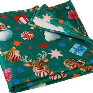 Zelená deka s vánočním motivem z mikroplyše 130x170 cm Christmas Icons – Catherine Lansfield
