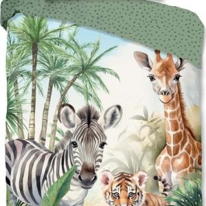 Zelené bavlněné dětské povlečení na jednolůžko 140x200 cm Thabo – Good Morning