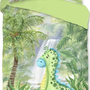 Zelené bavlněné dětské povlečení na jednolůžko/prodloužené 140x220 cm Dani – Good Morning