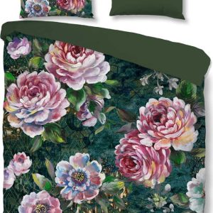 Zelené bavlněné povlečení na jednolůžko/prodloužené 140x220 cm Fleur – Good Morning