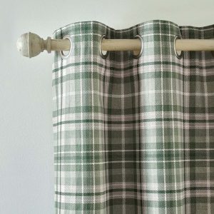 Zelené flanelové termo závěsy v sadě 2 ks 117x137 cm Cullen Thermal Check – Catherine Lansfield