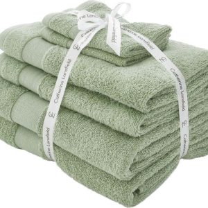 Zelené froté bavlněné ručníky a osušky v sadě 6 ks Anti-Bacterial – Catherine Lansfield