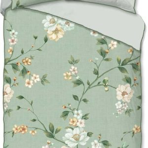 Zelené povlečení na jednolůžko/prodloužené z bavlněného saténu 140x220 cm Sizena – Descanso