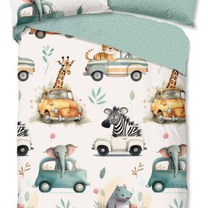 Zelené/béžové bavlněné dětské povlečení na jednolůžko 140x200 cm Gogo – Good Morning