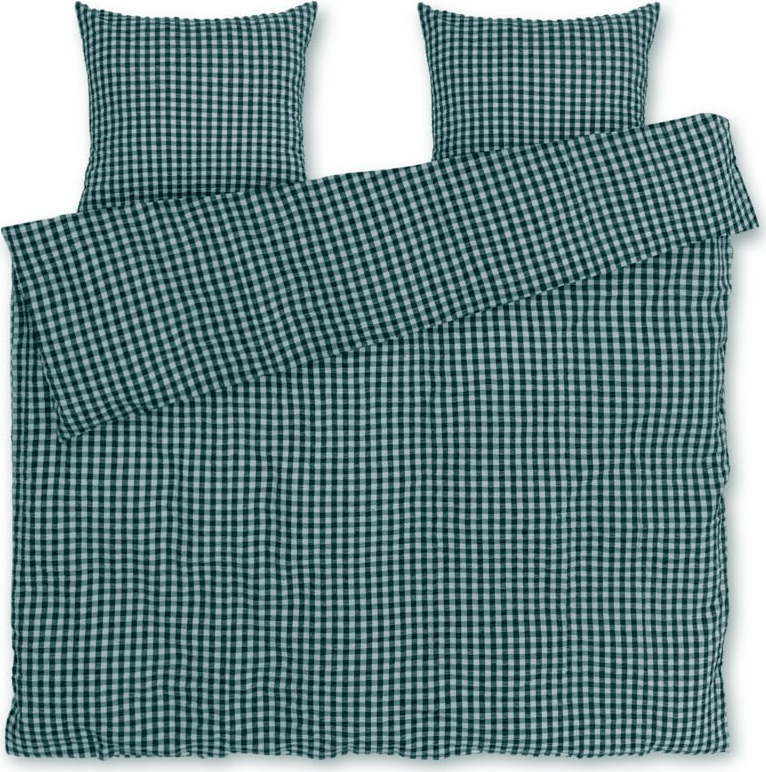 Zelené/modré krepové povlečení na dvoulůžko/prodloužené 200x220 cm Bæk&Bølge – JUNA