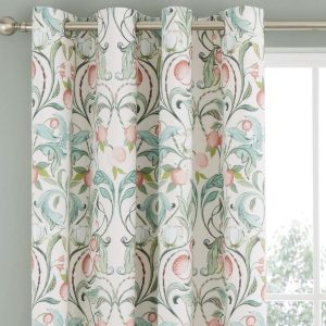 Zelené/růžové závěsy v sadě 2 ks 168x183 cm Clarence Floral – Catherine Lansfield