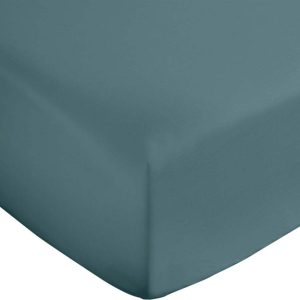 Zelenomodré napínací prostěradlo z bavlněného saténu 90x190 cm Cotton Sateen – Bianca