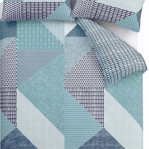 Zelenomodré povlečení na dvoulůžko 200x200 cm Larsson Geo – Catherine Lansfield