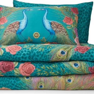 Zelenomodré povlečení na jednolůžko z bavlněného saténu 135x200 cm Xanadu Peacock – Matthew Williamson