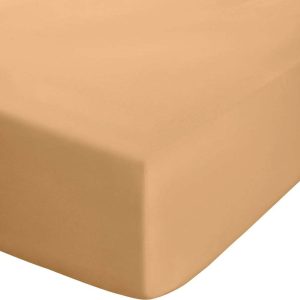 Žluté/oranžové napínací perkálové prostěradlo 135x190 cm Easy Iron Percale – Catherine Lansfield