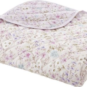 Bavlněný prošívaný přehoz v levandulové a béžové barvě 220x230 cm Ditsy Floral – Bianca