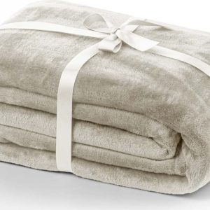 Béžový přehoz z mikroplyše 220x240 cm Mic – Restilo