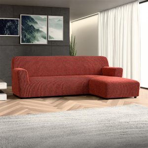 Bielastické potahy COSTINA měděná sedačka s otomanem vpravo (š. 170 - 300 cm)