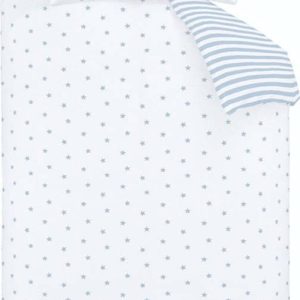 Bílé/modré bavlněné dětské povlečení na jednolůžko 135x200 cm Mini Star & Stripes – Bianca