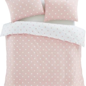 Bílé/růžové flanelové povlečení na jednolůžko 135x200 cm Polka Dot – Catherine Lansfield