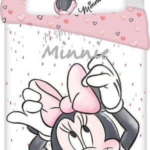 Bílo-růžové bavlněné dětské povlečení na jednolůžko 140x200 cm Minnie "White" – Jerry Fabrics