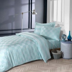 Damaškové povlečení na jednolůžko v mentolové barvě 140x200 cm Kareli – Mijolnir