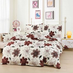 Hnědé/krémové mikrosaténové povlečení na jednolůžko 140x200 cm v sadě 6 ks Scarlet – My House