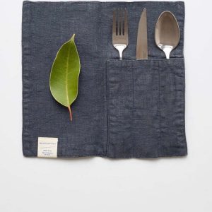 Lněná kapsa na příbor 2 ks 23x23 cm Dark Grey – Linen Tales