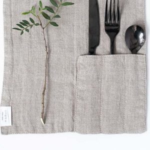 Lněná kapsa na příbor 2 ks 23x23 cm Natural – Linen Tales