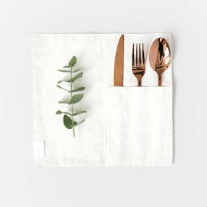 Lněná kapsa na příbor 2 ks 23x23 cm White – Linen Tales
