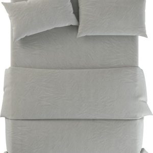 Šedozelené lněné povlečení na jednolůžko 135x200 cm Stone – Native Natural