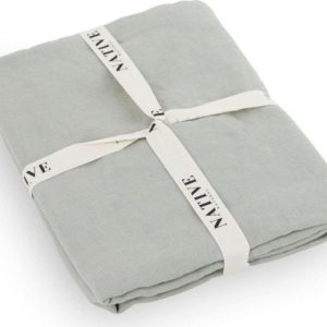 Šedozelené lněné povlečení na jednolůžko 135x200 cm Stone – Native Natural