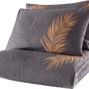 Šedý set přehozu a povlaku na polštář z bavlny Renforcé 200x220 cm Olivia – Mijolnir