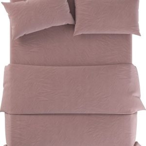 Starorůžové lněné povlečení na dvoulůžko 200x200 cm Blush – Native Natural