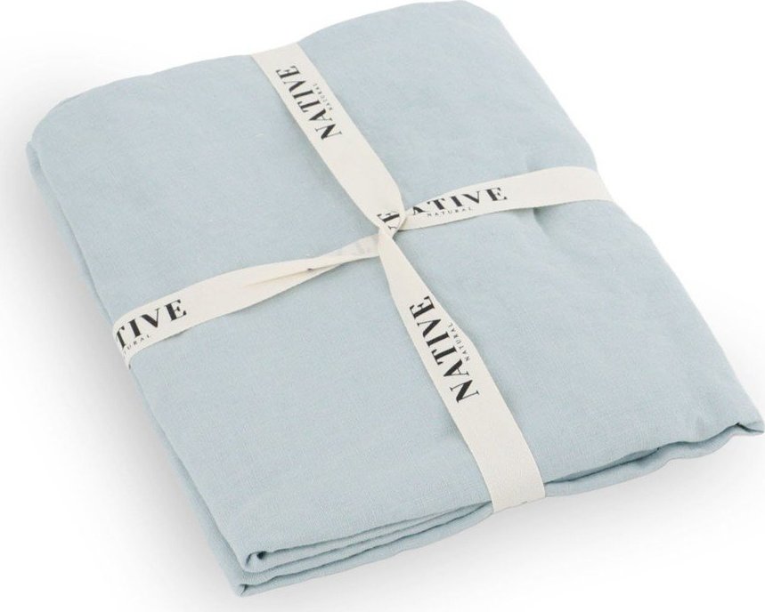 Světle modré lněné povlečení na dvoulůžko 200x200 cm Aqua – Native Natural