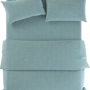 Světle modré lněné povlečení na dvoulůžko 200x200 cm Aqua – Native Natural