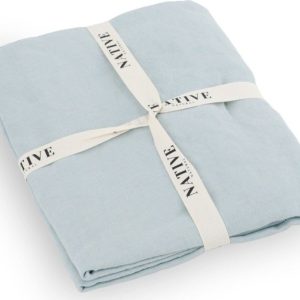 Světle modré lněné povlečení na jednolůžko 135x200 cm Aqua – Native Natural