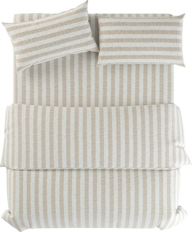 Světle šedé/krémové lněné povlečení na jednolůžko 135x200 cm Natural Stripes – Native Natural