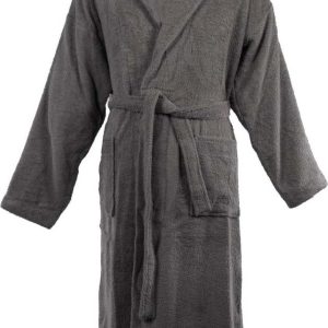 Tmavě šedý bavlněný župan velikost XXL Lindu – Tiseco Home Studio