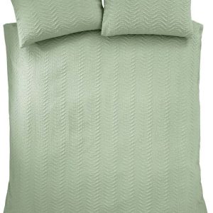 Zelené krepové povlečení na dvoulůžko/prodloužené 230x220 cm Heatset Wave – Catherine Lansfield