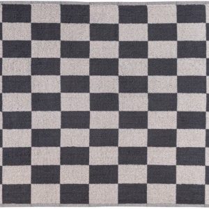 Antracitová/béžová koupelnová předložka do sprchy z bio bavlny 50x80 cm Retro – Mette Ditmer Denmark