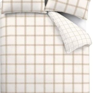 Béžové bavlněné povlečení na dvoulůžko 200x200 cm Oxton Check – Bianca