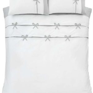 Bílé/šedé povlečení na dvoulůžko/prodloužené 230x220 cm Milo Bow – Catherine Lansfield