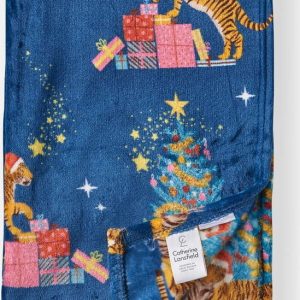 Modrá deka s vánočním motivem z mikroplyše 130x170 cm Christmas Tiger – Catherine Lansfield