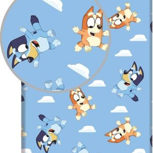 Modré napínací bavlněné dětské prostěradlo na jednolůžko 90x200 cm Bluey – Jerry Fabrics