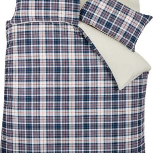 Modré/béžové povlečení na dvoulůžko s beránkem 200x200 cm Cosy Sherpa Check – Catherine Lansfield