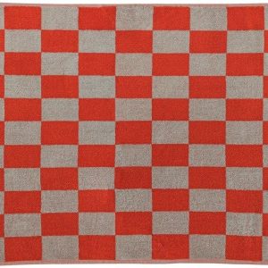 Oranžová/béžová koupelnová předložka do sprchy z bio bavlny 50x80 cm Retro – Mette Ditmer Denmark