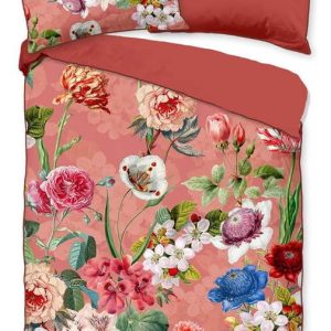 Oranžové povlečení na dvoulůžko z organické bavlny Descanso Flowery